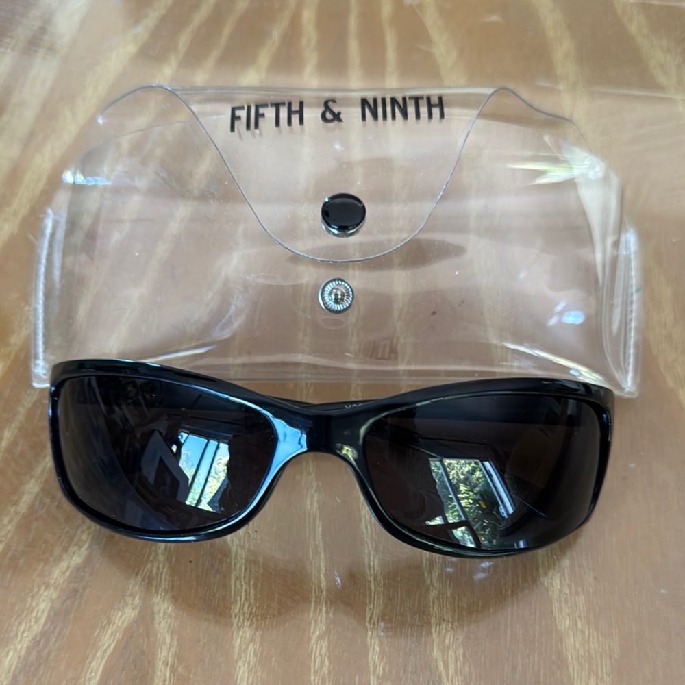 Fifth & Ninth Black Wrap Sunglasses with Clear Case